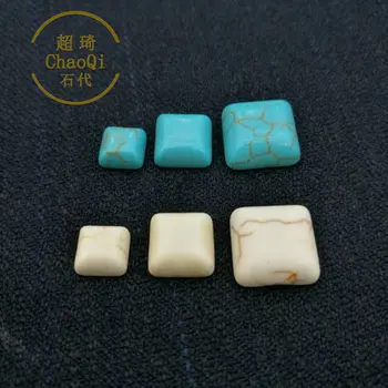 

Wholesale 10 pcs /Lot 6~20 mm Square Charms Flat back Natural Gem Stone Rings Cabochon Blue Turquoises Beads for Jewelry Making