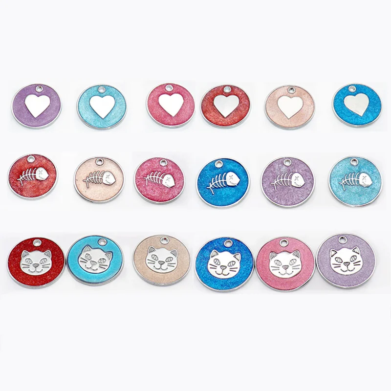 

Wholesale 100Pcs Customized Dog ID Tag Pet Personalized Tags Engraved Round Fish Pet Nameplate Pendant For Dogs Cats Blank Tags