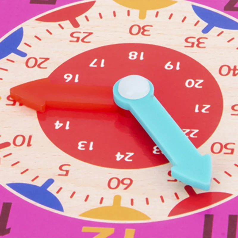 Children Montessori Wooden Clock Toys Hour Minute Second Cognition Colorful Clocks Teaching Aids for Kids Preschool Children 5