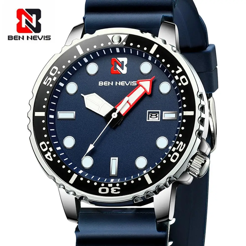  Ben Nevis Men's Watches Fashion Analog Quartz Watch with Date Military Watch Waterproof Silicone Ru