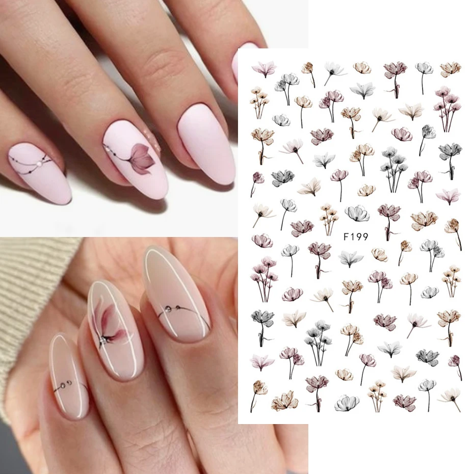 1pcs Sakura Nail Art Decals Stickers 3D Cherry Blossom Flower Transfer Foils Summer DIY Sliders Manicure Decorations TRF091-F669 6