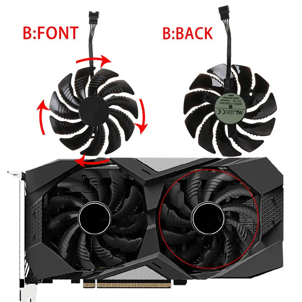 Counterclockwise T129215SU 85 мм вентилятор охлаждения кулер для Gigabyte Geforce GTX 1050 1050TI 1060 1070 - Цвет: Counterclockwise