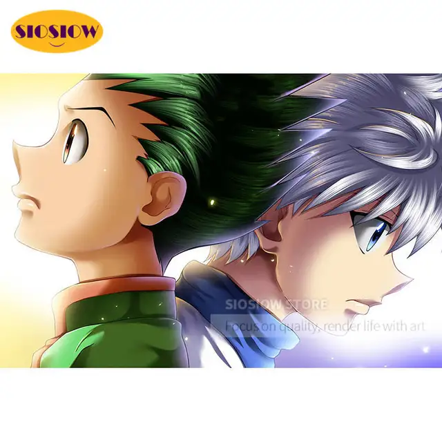 日本の漫画のキャラクター 丸いキルアゴンステッカー ハンター ハンター 5dダイヤモンド壁画 完全なセット 刺繡 クロスステッチ Diy Aliexpress ホーム ガーデン