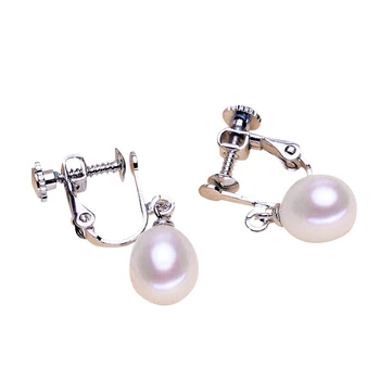 

Genuine Pearl Clip Earrings 8-9mm Natural Freshwater Pearl Earrings 926 Sterling SIlver Earrings For Women Jewelry Gift
