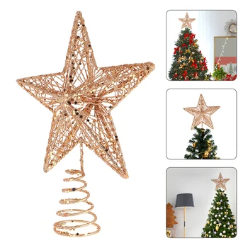 

1Pc Exquisite Iron Art Ornament Beautiful Tree Top Star Five-point Star for Christmas Tree Decor