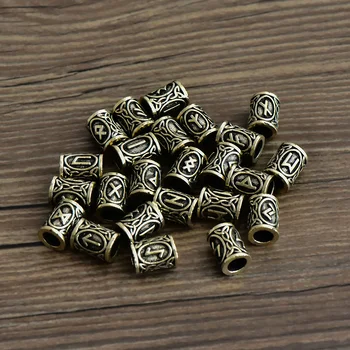 

24pcs Viking Runes Beads For Jewelry Making Hair Beard Crafts Jewlery Diy Metal Spacer Hole Bead Accessories Fit Charm Bracelet