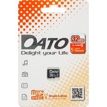 Карта памяти microSDHC UHS-I DATO 32 ГБ, 80 МБ/с, Class 10, DTTF032GUIC10, 1 шт.