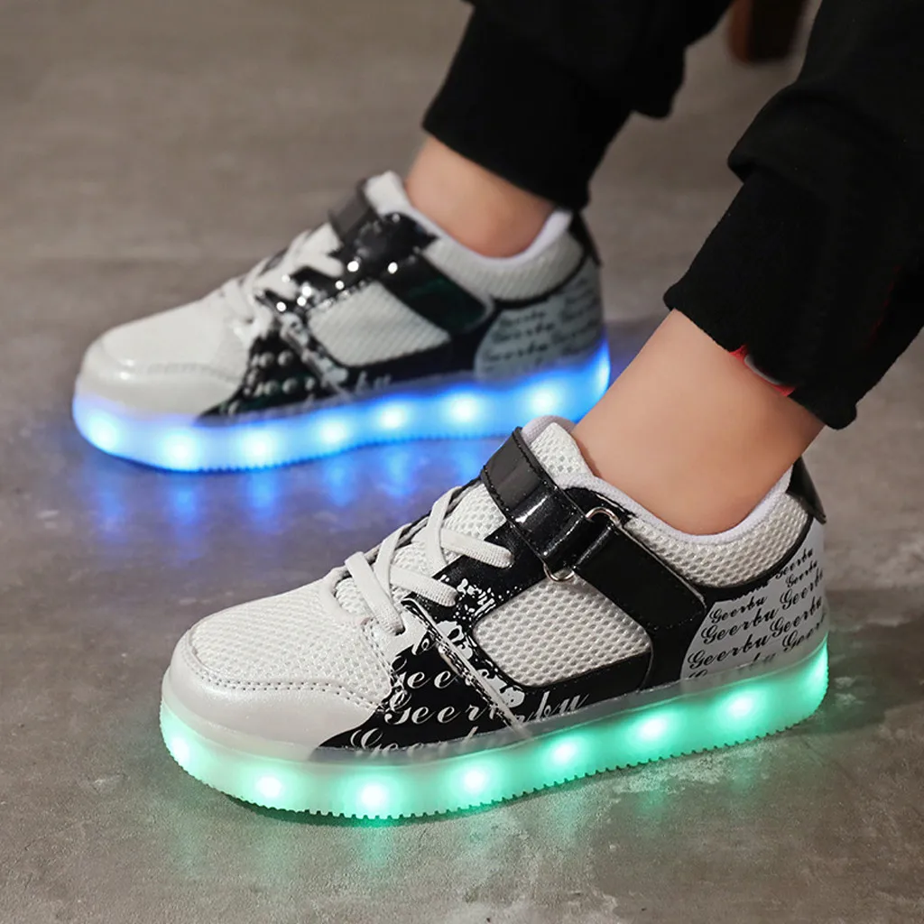 Fashion All Seasons Casual Children's Baby Girls Boys Shoes Rechargeable Light LED Shoes Non-Slip Breathable Casual Shoes