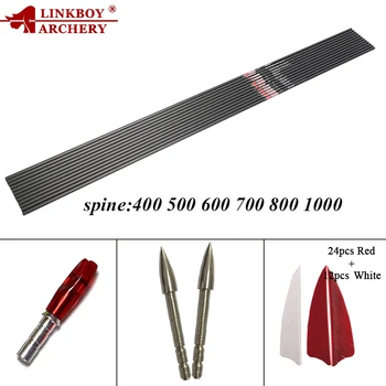 

12pcs Linkboy Archery Carbon Arrow Shaft 4.2 Insert Nock 3inch Turkey Feather 80gr Tips for Recurve Bow Longbow Hunting