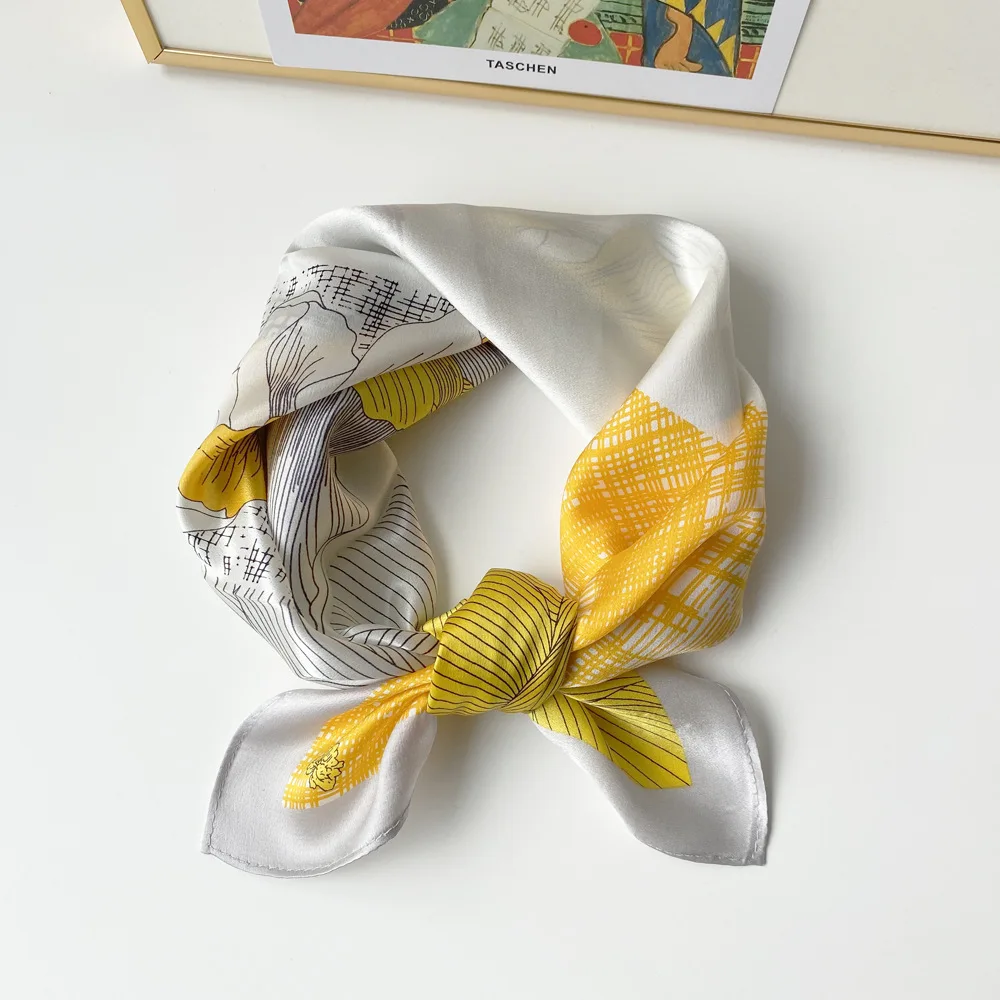 

FreeShip 100% Mulberry Silk (53cmX53cm) New fashion color matching cashew silk scarf simple polka dot square scarf