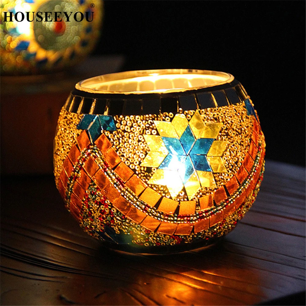 Handmade Bohemia Mosaic Stained Glass Candle Holder 1