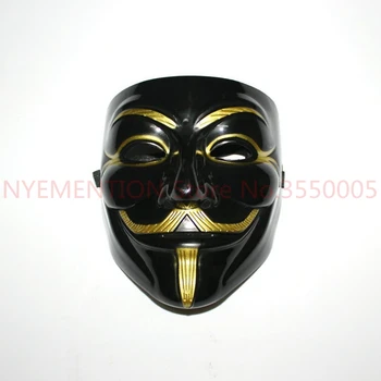 

Black With Gold Eyeliner Halloween Mask V for Vendetta Mask Guy Fawkes Party Face Mask Costume Mask 50pcs