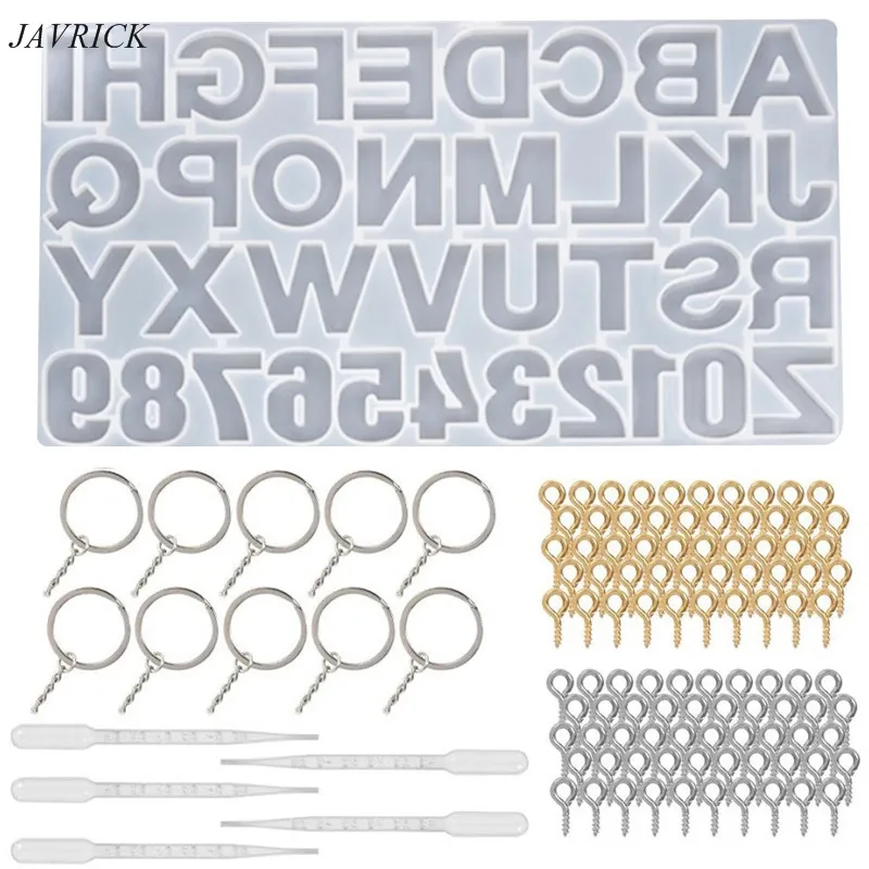 

1 Set DIY Crystal Epoxy Resin Mold Letter Number Keychain Pendant Silicone Mould