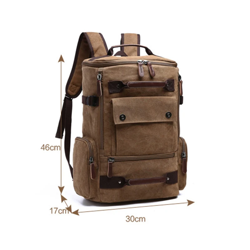 Men's Backpack Vintage Canvas Backpack School Bag Men's Travel Bags Large Capacity Backpack Laptop Backpack Bag Rucksack 3