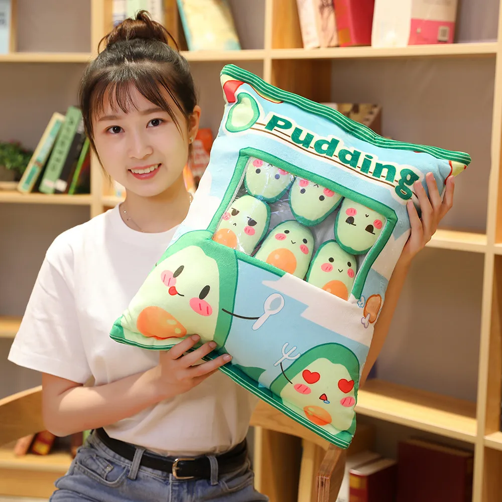 8pcs mini yellow duck plush toy in a stuffed Pillow Korea Red Cheek Duck Pudding Snacks in a Cushion Sofa Decor Soft Thow Pillow - Цвет: 8pcs avocado