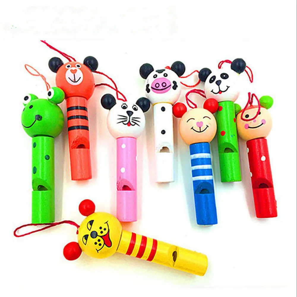 8PCS small animals mixed wooden Lip Whistles Pinata Kids Birthday Decoration Party christmas party toy Supplies Gift Toys - Цвет: 8PCS