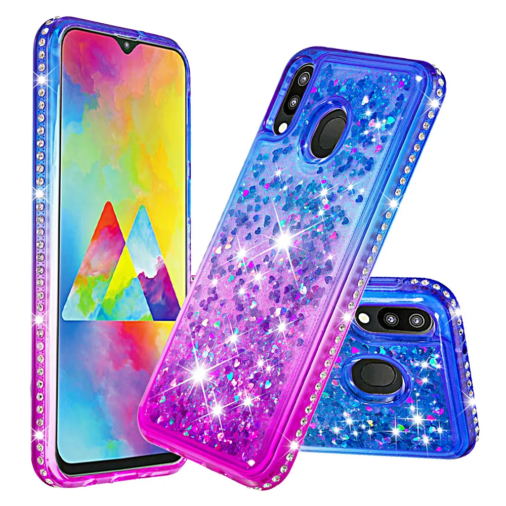 Чехол для Samsung A50 градиентный чехол с сыпучим песком плавающий драгоценными