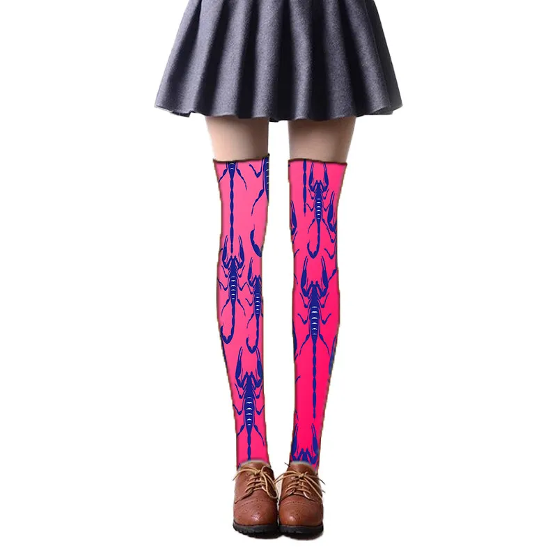 Модные сексуальные женские чулки, новинка, длинные носки с принтом, чулки выше колена, женские чулки, 5SW29 - Цвет: Style6