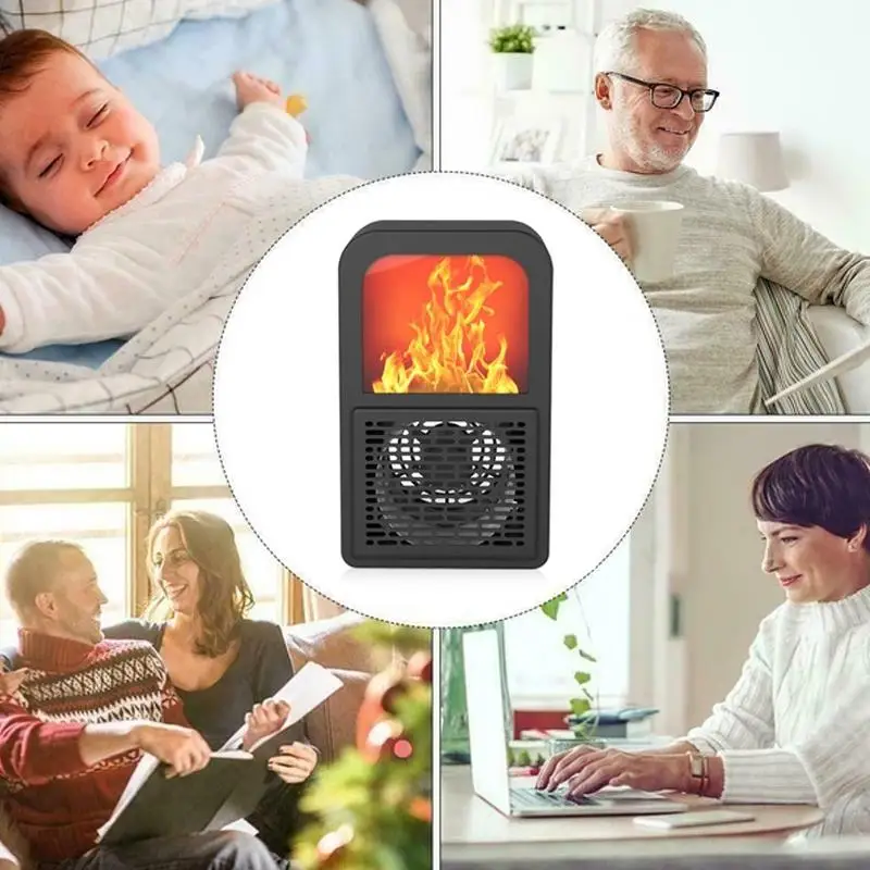 

SOLEDI 220V Mini Warmer Heating Fireplace Flame Desktop Space Saver Economic Electric Heater Fan Over-Heat Protection