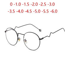 Ретро Металлические Круглые близорукие очки для женщин и мужчин ультра светильник анти-синий светильник яркие жемчужные цвета диоптрий очки 0-1,0 до-6,0