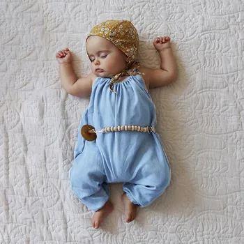 

Newborn Baby Boys Clothes Solid Color Cotton Sling Rompers Toddler Boys Girls Jumpsuit One-Piece Outfit Sunsuit Baby Clothing