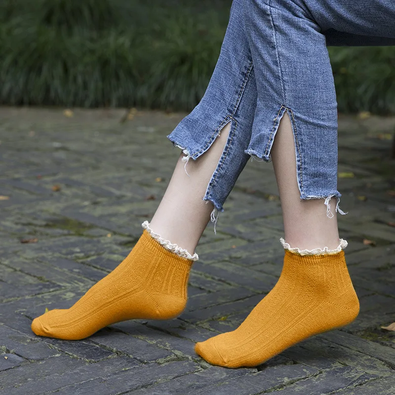 1 пара, носки Harajuku Для женщин кружевные хлопковые зимние носки для девочек милые японские Стиль смешные носки японские розовые Kawaii