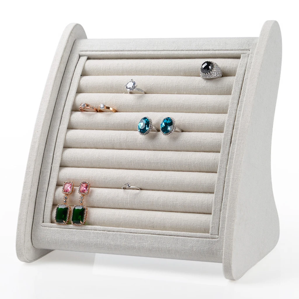

Linen Ring Jewellery Display Storage Case Stand Earring Bracelets Organiser
