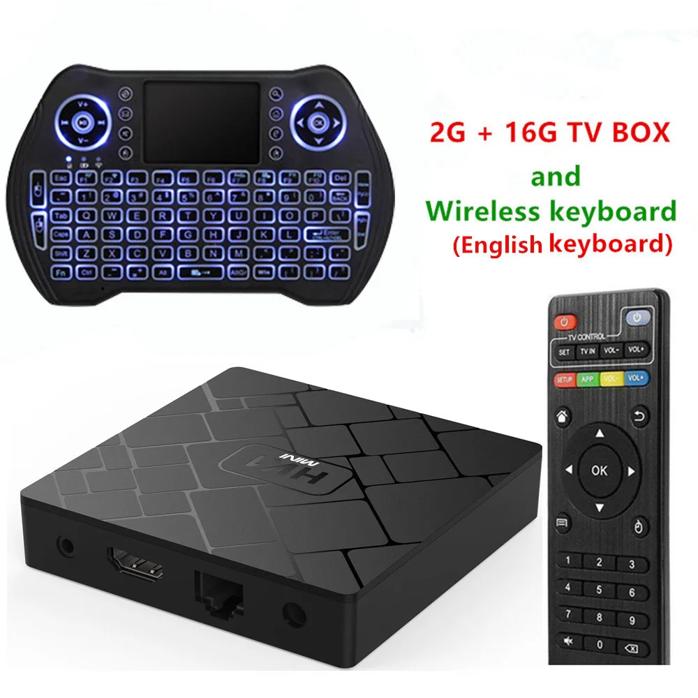 HK1 Мини Android 9,0 Smart tv BOX RK3229 Google голосовой помощник Play Store бесплатное приложение медиаплеер телеприставка - Цвет: With English keyboar