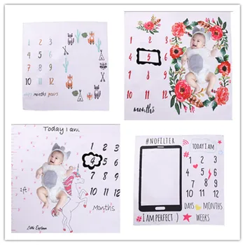 

Baby Monthly Milestone Blanket Cactus Horse Infant Photo Props Background Blankets Backdrop Cloth Calendar Boy Girl Accessories