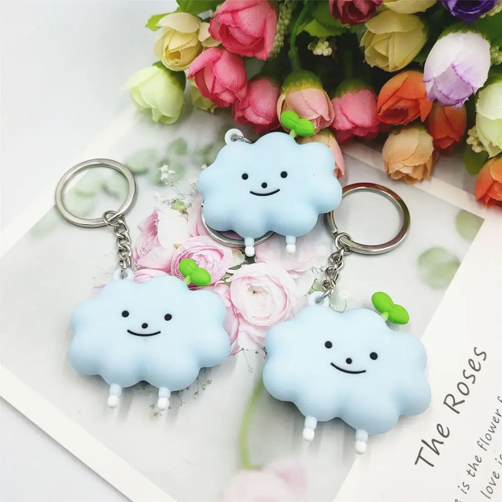 

Fashion Lovely Creative Cloud Flower PVC Soft Plastic Key Chain Car Purse Keychain Pendant Couples Small Gift Hot Sale 2020 New
