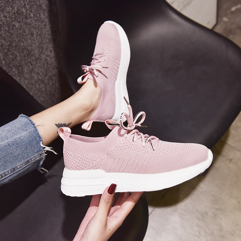 

solid Breathable Shallow Mouth woman Shoes concise classics Flying Woven Candy Color Student Net Shoe chaussures femme NVX37