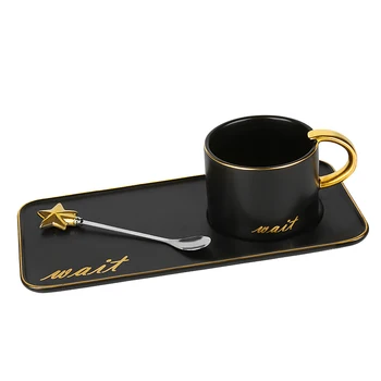 

Porcelain Coffee Cup White Europe Small Office Tea Cups High with Saucer Handle Ceramic Kubek Do Kawy Home Drinkware LL50CC