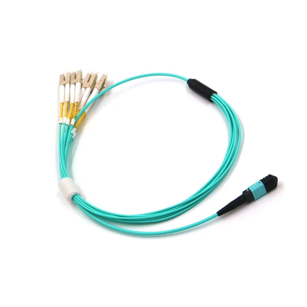 

MPO fiber optic bundle patch cable 12 core lc mpo patch cord 40G QSFP+ to 12xLC connector Breakout Active Optical Cable