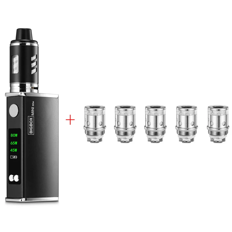 Black with 5 coils 80 Вт набор электронных сигарет 2200 мАч коробка мод vape комплект встроенный аккумулятор с 3 мл распылитель электронная сигарета большая коробка бак vape ручка - Цвет: Black with 5 coils