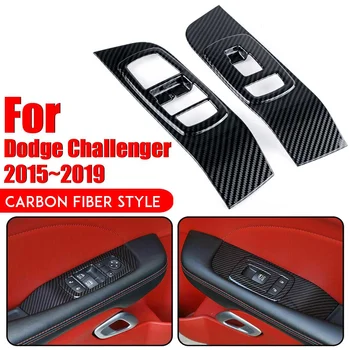 

2pcs/set Carbon Fiber Style ABS Door Window Lift Button Cover Trim for Dodge Challenger 2015 2016 2017 2018 2019 Car Styling