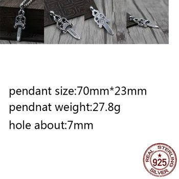 

B68 S925 sterling silver pendant retro personality holy sword shape wild pendant punk hip-hop style gift for friend 2020 new hot