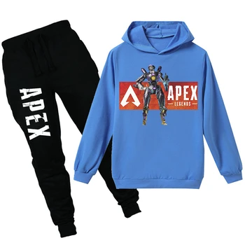 

2020 Spring and autumn children's cartoon apex legends boys girls cotton long-sleeved T-shirt hoodie + trousers suit clothing