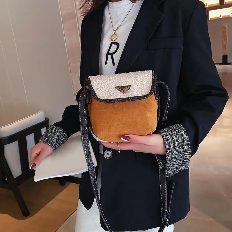 cheap New Fashion Plush Crossbody Handbags Autumn Winter Women Casual Daily Single Shoulder Messenger Female Simple Bag