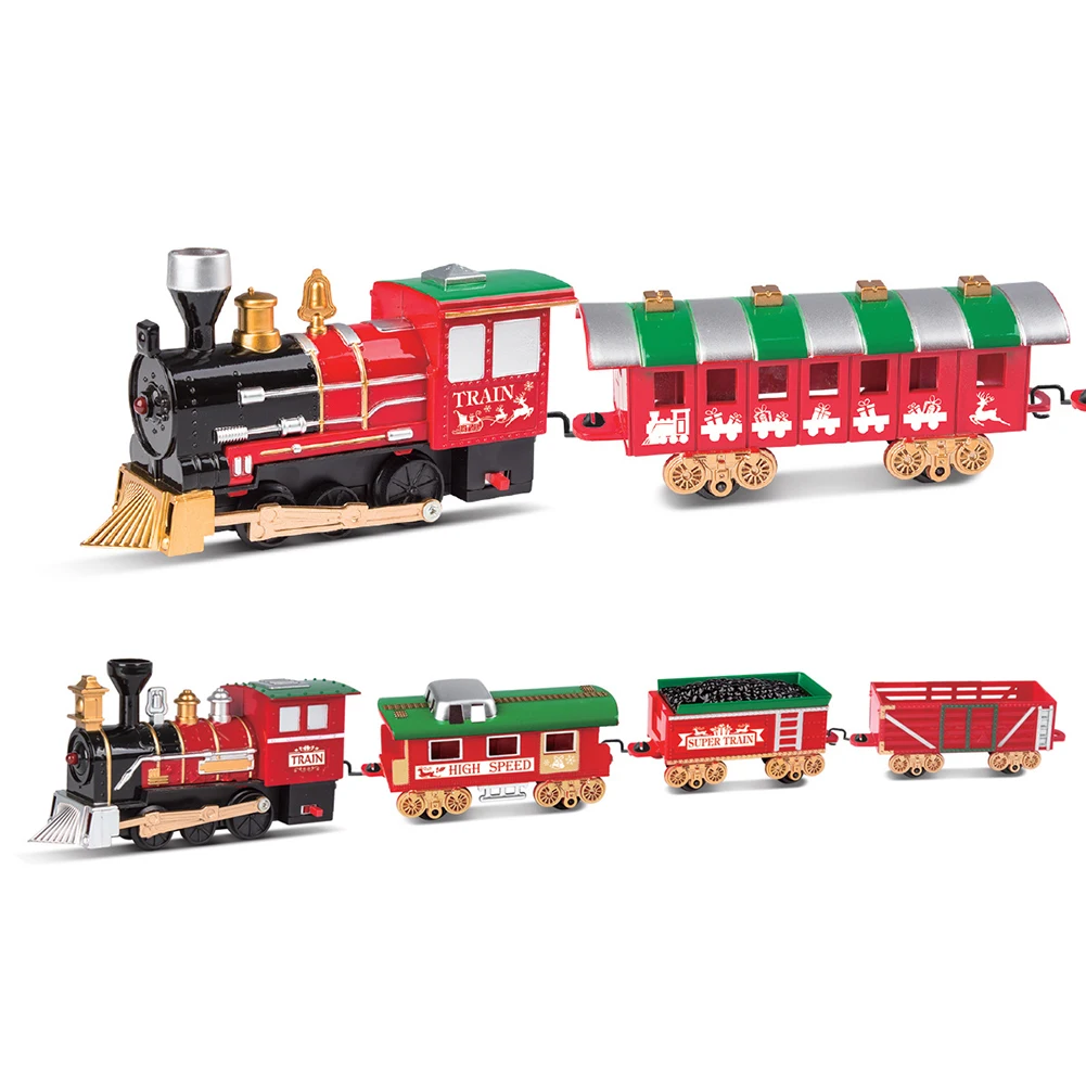 

Kids Electric Train Toys Christmas Electric Track Train Classic Rail Car Compartment Toys with Light Music Function for Children