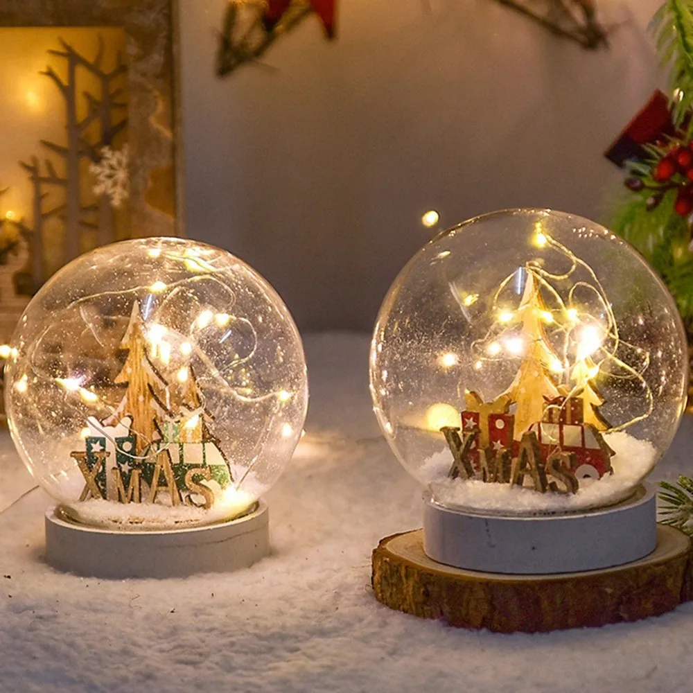 

Christmas Decorative Snowflake Santa Claus Cone Ornaments Romantic Crystal Snow Swivel Ball Luminous Lighting Xmas Decorations