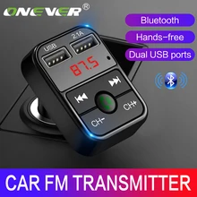 Onever Bluetooth fm-передатчик Автомобильный MP3 аудио музыкальный плеер двойной USB Радио модулятор автомобильный комплект громкой связи с 5 В 2.1A USB зарядное устройство