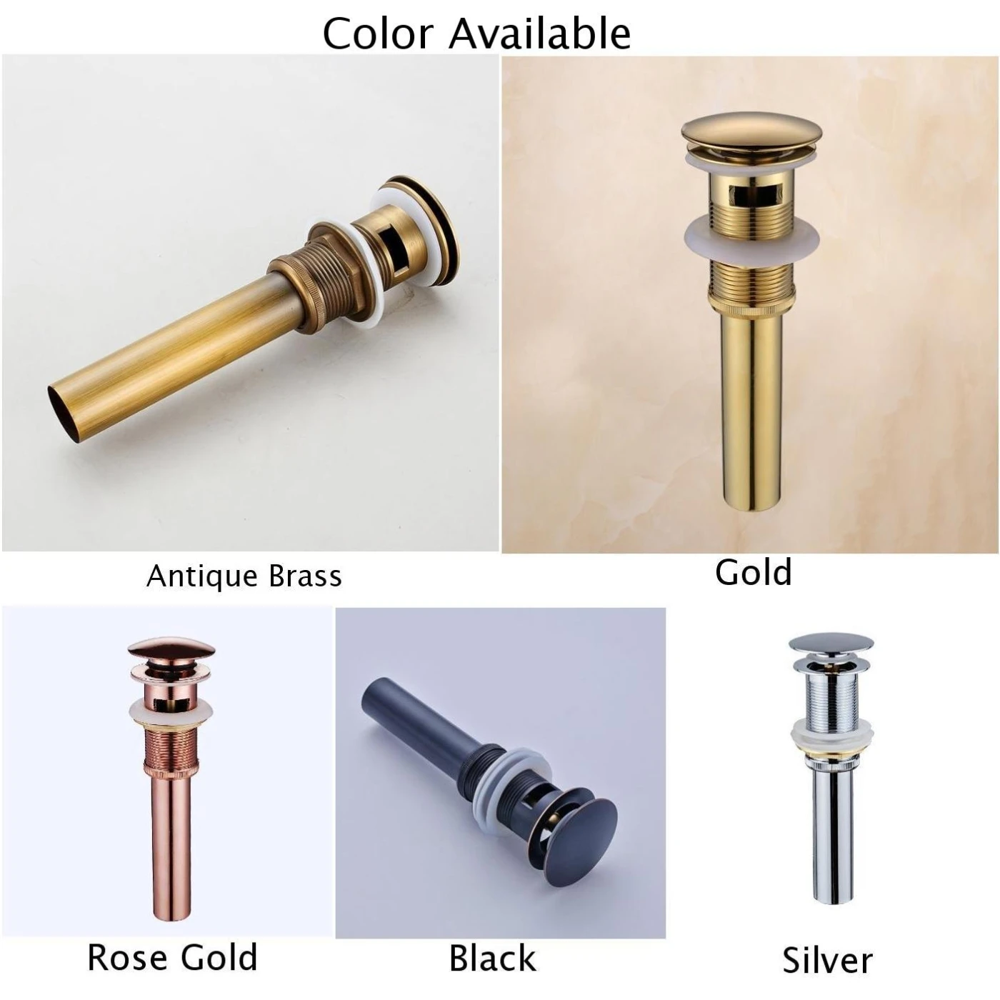 Sink Drain vessel Basin Detachable Faucet Drainer Stopper With/Without Overflow Vanity Bathroom