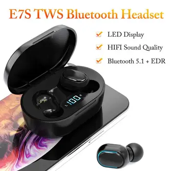 

Newest E7S TWS 5.0 Mini Earphone In-ear Headphone Wireless Bluetooth Headset With Button Binaural HD Call LED Electric Display