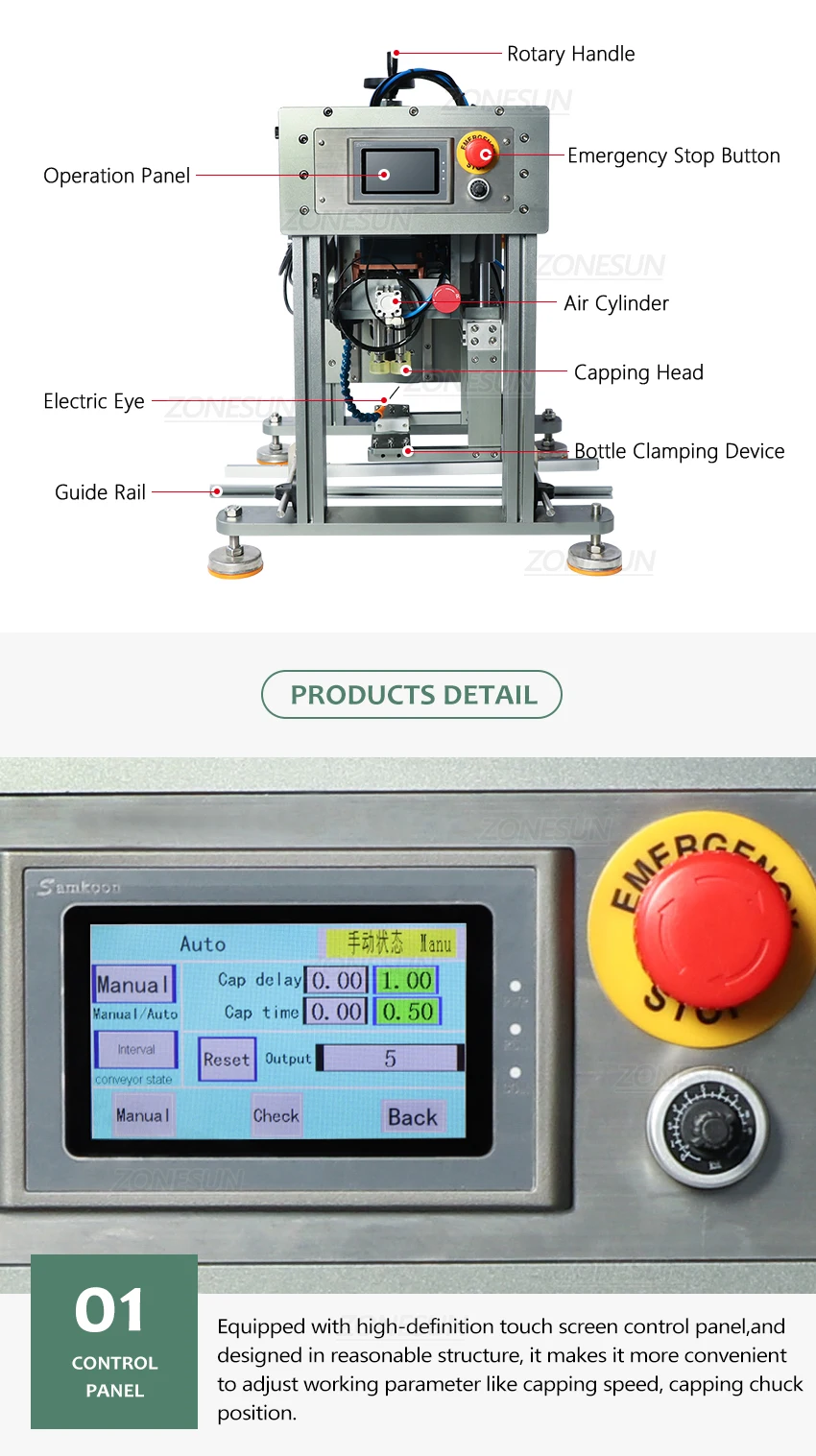 ZONESUN ZS-XG20 Desktop Semi-Automatic Bottle Capping Machine