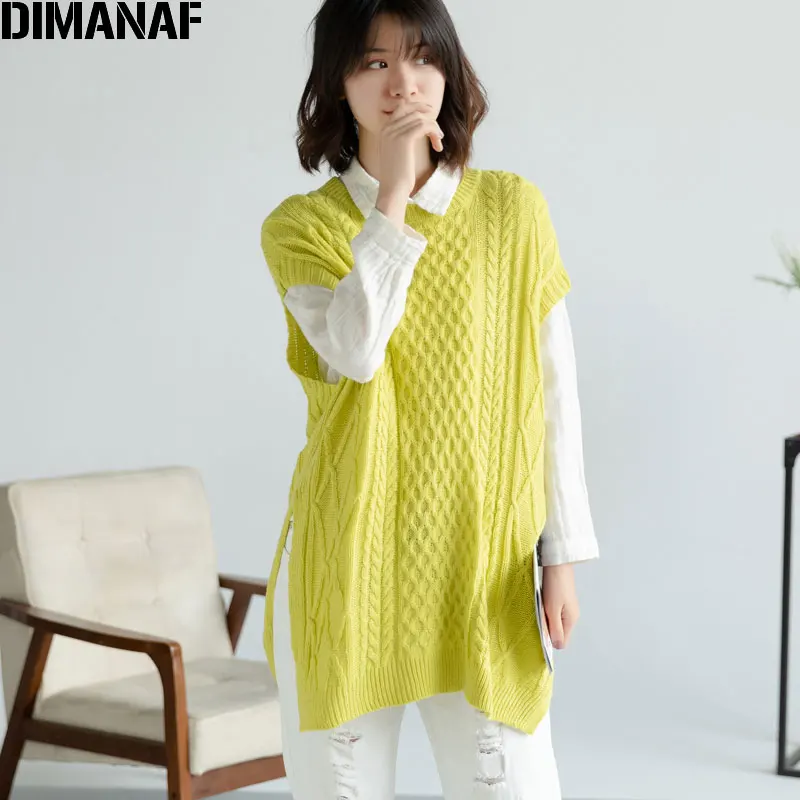 DIMANAF 2019 Plus Size Sweater Women Sleeveless Knitting Vest Batwing Winter Pullovers Cotton Loose Tops Large Size Outerwear DIMANAF 2019 Plus Size Sweater Women Sleeveless Knitting Vest Batwing Winter Pullovers Cotton Loose Tops Large Size Outerwear