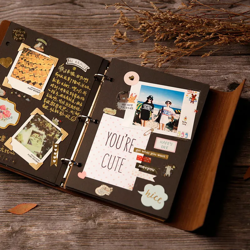 Винтажный кожаный альбом для фотографий сделай сам Карманный держатель