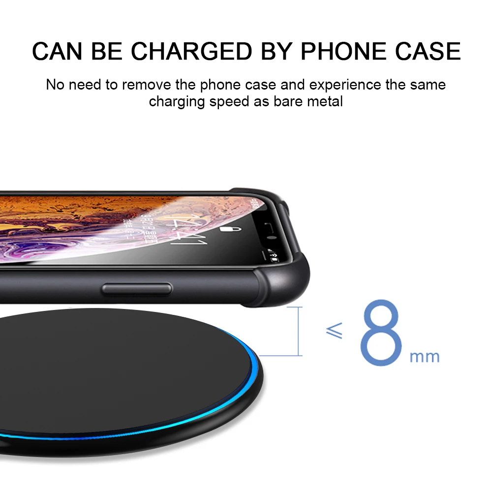 Беспроводное зарядное устройство Swalle Qi для iPhone X/XS Max XR 8 Plus, беспроводное зарядное устройство для samsung S9 S10+ Note 9 10