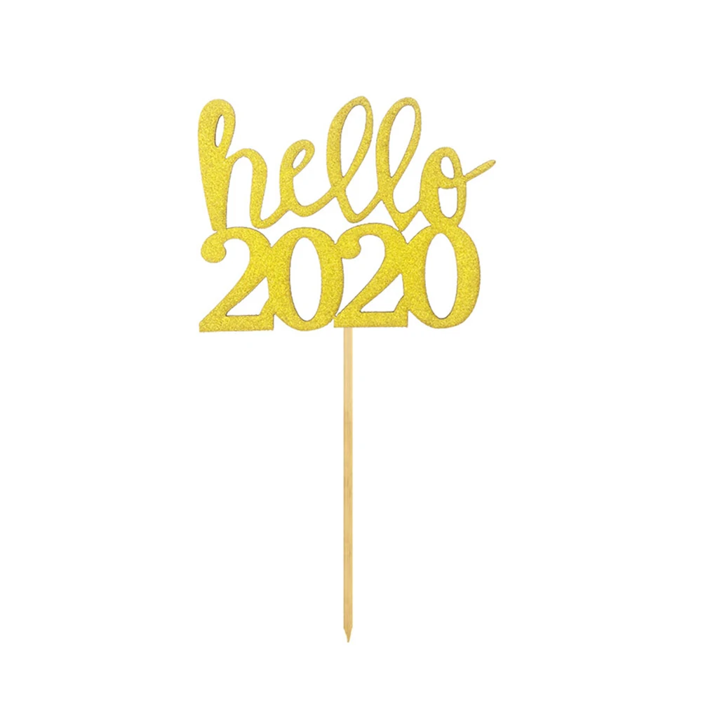 10 шт. топперы для торта Hello с новогодним праздником, вечерние украшения для торта, праздничные украшения, вечерние принадлежности