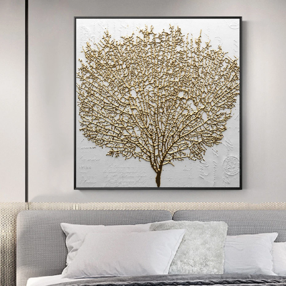 lienzo decorativo con estampado de arbol de oro abstracto pinturas artisticas para pared carteles pinturas decorativas para sala de estar