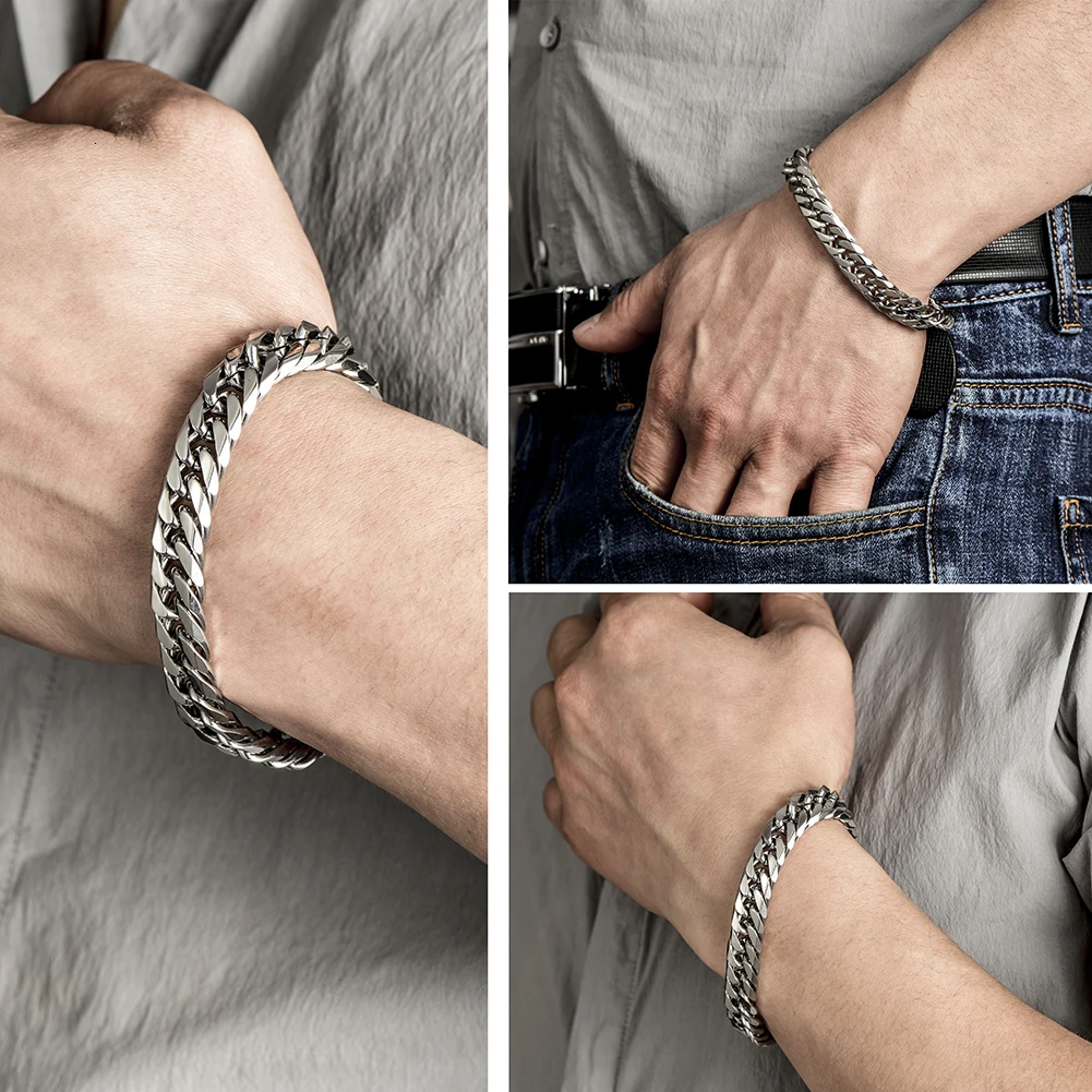 Roestvrij staal polijsten heren браслет mannelijke cubaanse звено цепи op ручной аксессуар человек ketting armband mannen \ x27s
